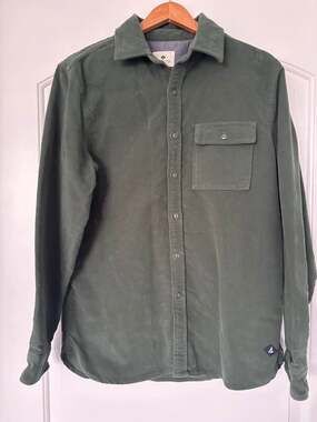 Sperry Men's M Olive Green Velvety Brushed Cotton Button Down Shirt Soft